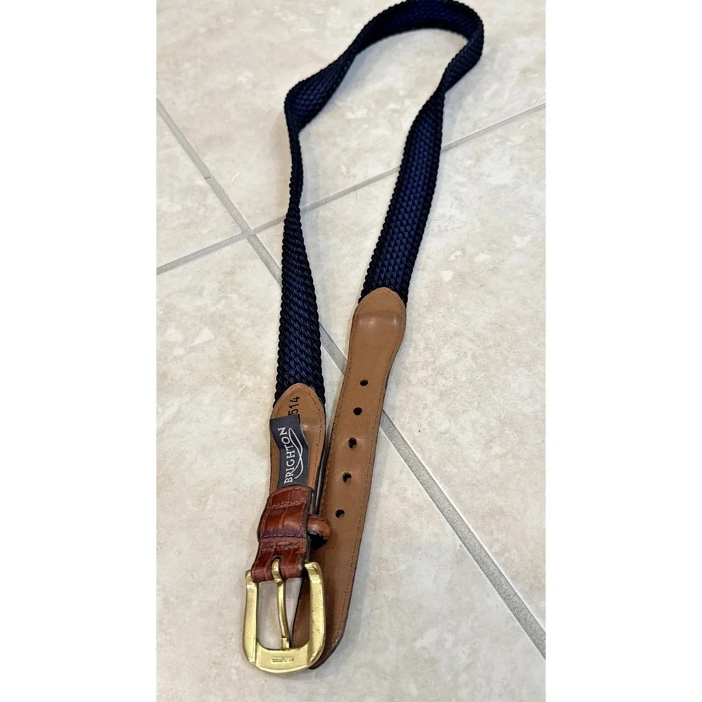 Brighton Men's Braided Adjustable Belt Black Brown Brass Buckle Size 40 Preppy
